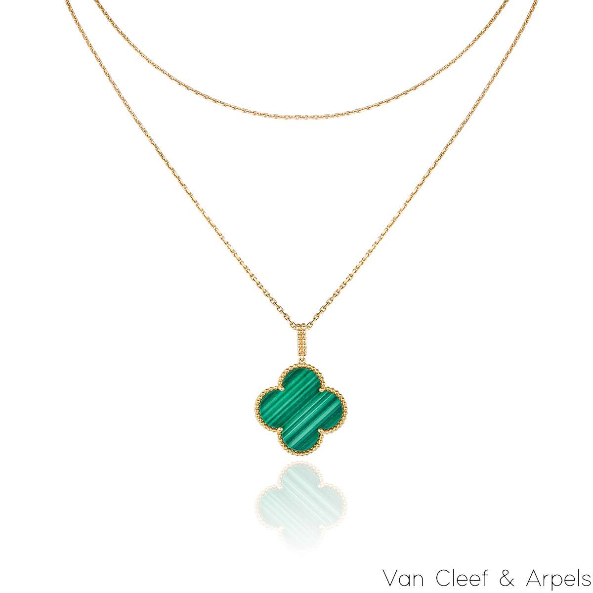 Van Cleef & Arpels Yellow Gold Malachite Magic Alhambra Long Necklace VCARO3MG00 Van Cleef & Arpels Yellow Gold Malachite Magic Alhambra Long Necklace VCARO3MG00